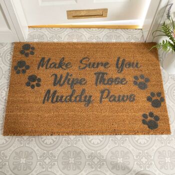 Country Home Wipe Those Paws Print Doormat, 3 of 4
