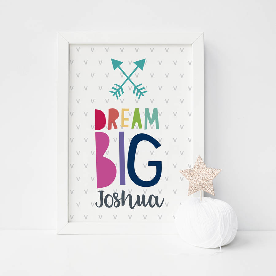 Personalised Dream Big Framed Print By Chips Sprinkles 