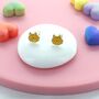 Happy Yellow Cat Face Earrings, thumbnail 1 of 2