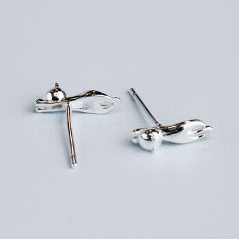 Sterling Silver Dangling Cat Stud Earrings, 3 of 5