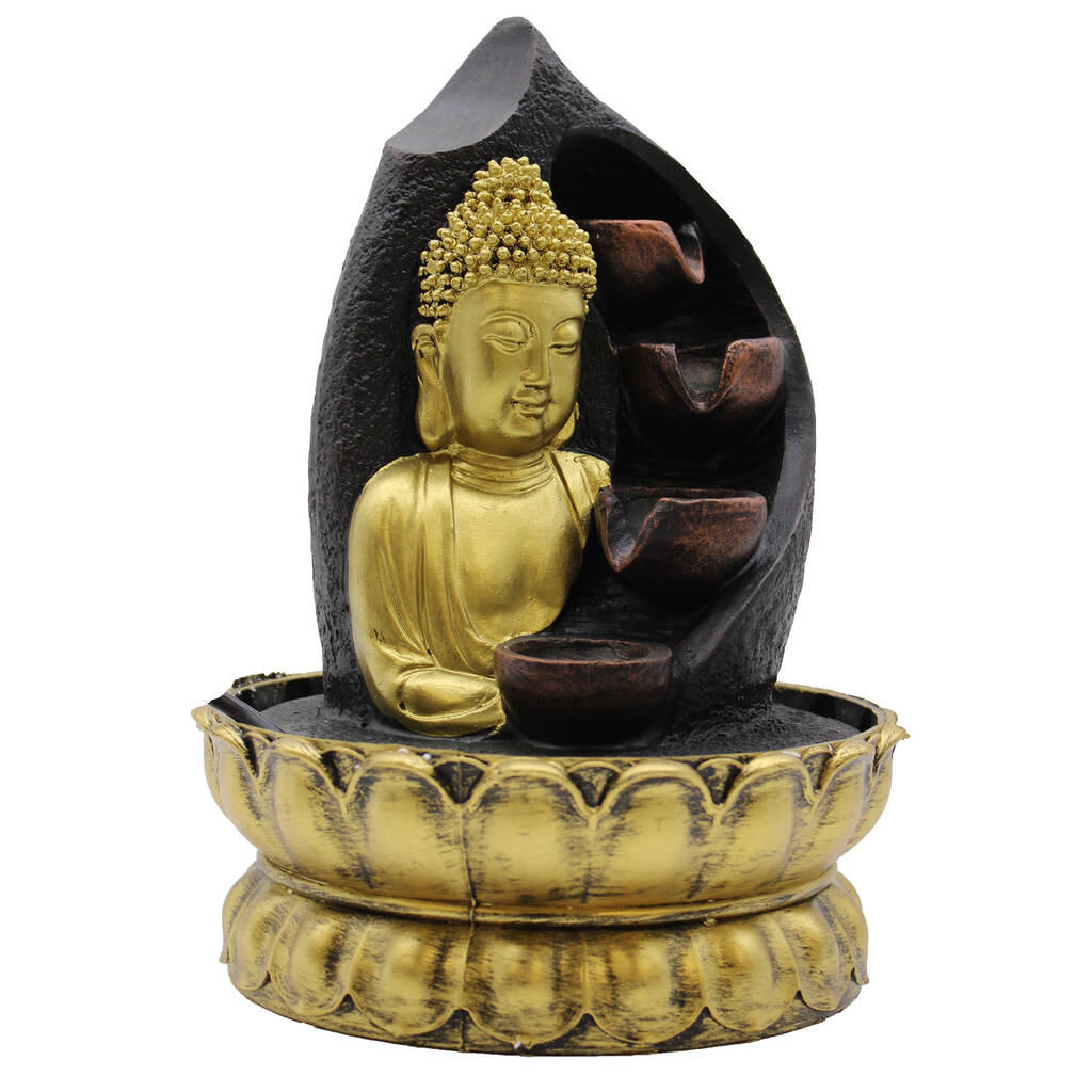 Golden Buddha Pouring Pots Tabletop Water Feature 30cm By Spiritual ...
