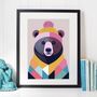 Cosy Grizzly Bear Portrait Illustration Art Print, thumbnail 1 of 3