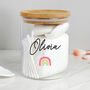 Personalised Rainbow Glass Jar With Bamboo Lid, thumbnail 3 of 3