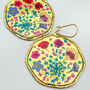 Large Gold Earrings With Colourful Flowers, thumbnail 5 of 10