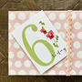 Mini Cross Stitch 6th Birthday Card, thumbnail 3 of 5