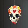 Felt Skull With Flowers Hanging Halloween Decoration, thumbnail 1 of 2