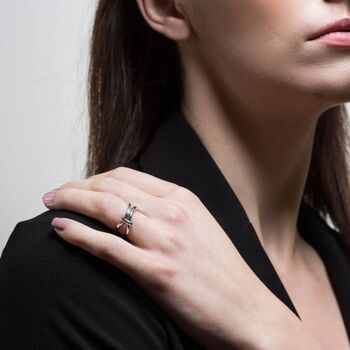 Curved Eternity Sterling Silver Double Stacking Ring, 6 of 7
