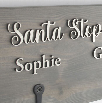 Personalised Christmas Stocking Hanger, Santa Stop Here, 5 of 8