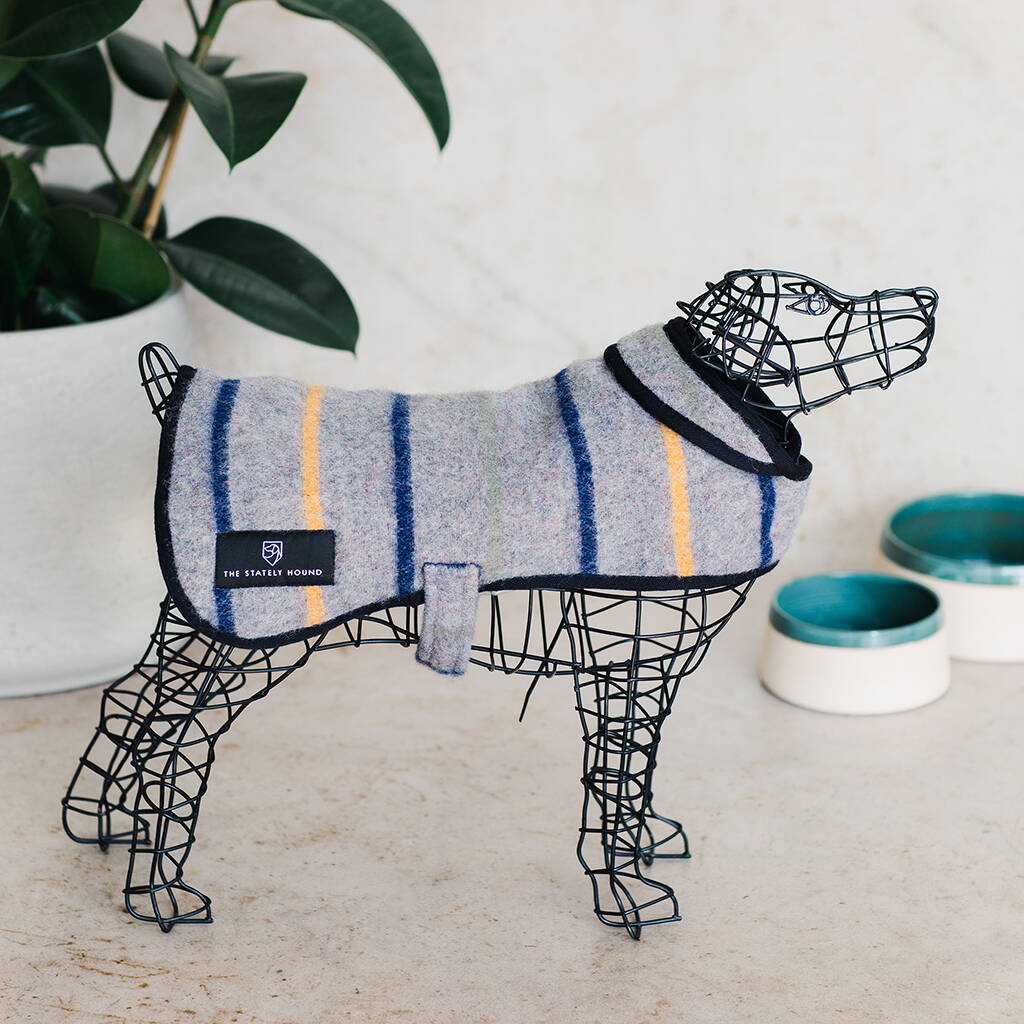 Striped Recycled Wool And Fleece Dog Coat, 1 of 9