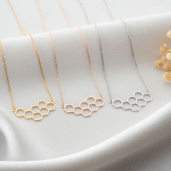 Honeycomb Necklace In Sterling Silver, 5 of 8