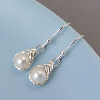 All Wrapped Up White Pearl and Silver Earrings, 4 of 9