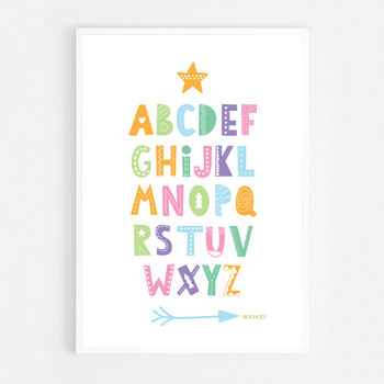 Alphabet Multi Scandi Nursery Print, 5 of 5
