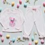 Liberty Of London Children's Bunny Face Design Frilled Pyjamas Pink, thumbnail 1 of 7