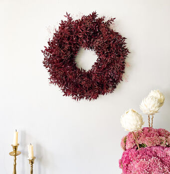 Preserved Burgundy Ruscus Wreath, 3 of 5