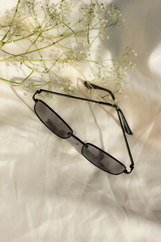 Black Rectangle Wire Frame Sunglasses, 3 of 3