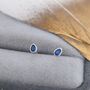 Extra Tiny Sapphire Blue Droplet Stud Earrings, thumbnail 4 of 10