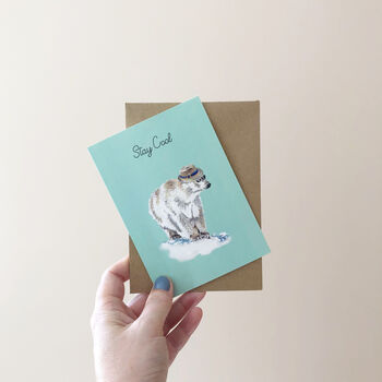 Cool Polar Bear Hand Painted Birthday Card, 2 of 3