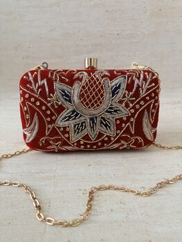Peacock Red Rectangular Clutch, 3 of 9