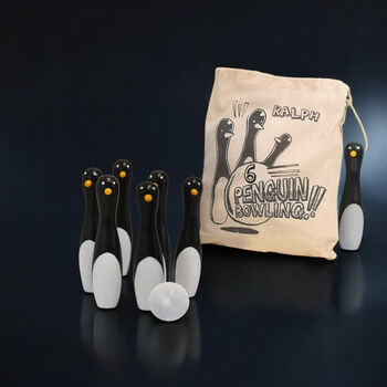 Personalised Penguin Ten Pin Bowling Kit In A Gift Bag, 3 of 6