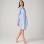 Women's 'Breezy Blue' Cotton Satin Stripe Mid Length Robe, thumbnail 3 of 5