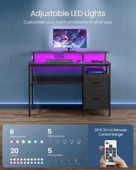 LED Gaming Desk With Power Outlets And Usb Ports, 5 of 9