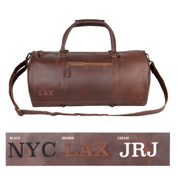 Personalised Leather Classic Duffle Weekend Bag, 4 of 12