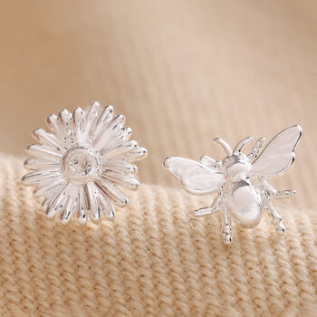 Mismatched Daisy And Bee Stud Earrings, 8 of 12