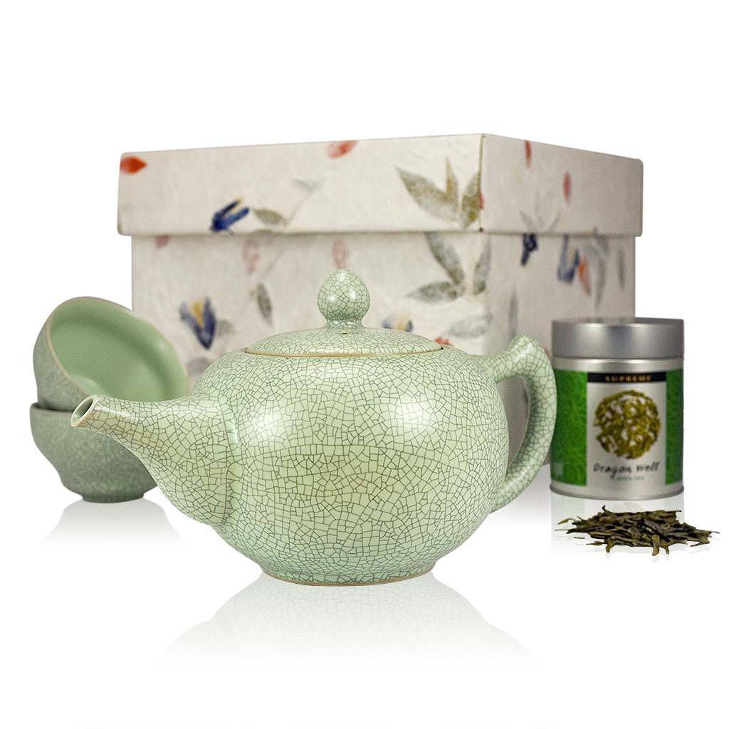 Ru Crackle Glaze Ceramic Teapot Gift Set By The Exotic Teapot