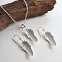 Sterling Silver Small Feather Drop Jewellery Set, thumbnail 2 of 5