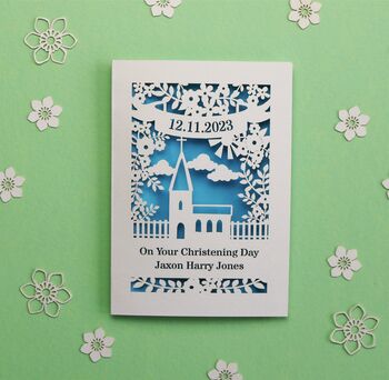 Personalised Papercut Floral Christening Card, 2 of 10