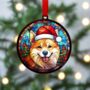 Shiba Inu In Santa Hat Suncatcher Decoration, thumbnail 3 of 6