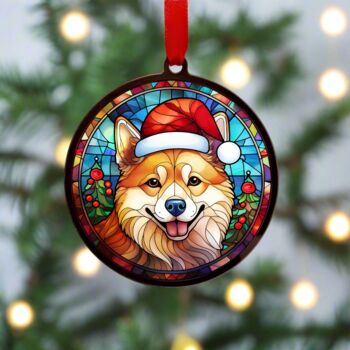 Shiba Inu In Santa Hat Suncatcher Decoration, 3 of 6