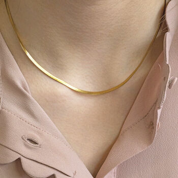 Gold Plated Base Layering Flat Snake Chain, 2 of 9