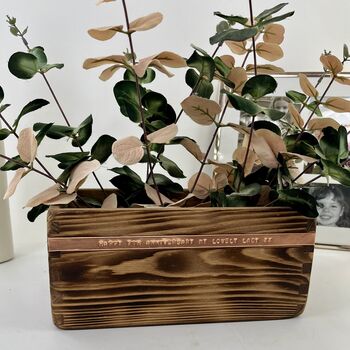 Personalised Wood And Copper Pot Planter, 2 of 6