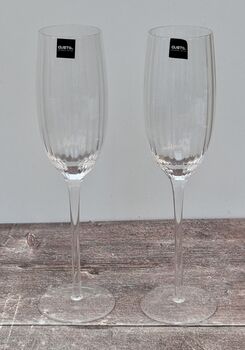 Set Of Two Ribbed/Linear Champagne Flutes/Glasses, 2 of 4