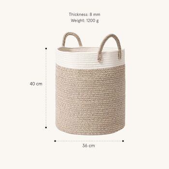 Cotton Rope Laundry Toy Storage Basket With Handle, 2 of 7