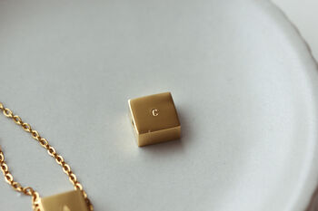 Square Pendant Initial Necklace Gold Vermeil / Sterling Silver, 3 of 3