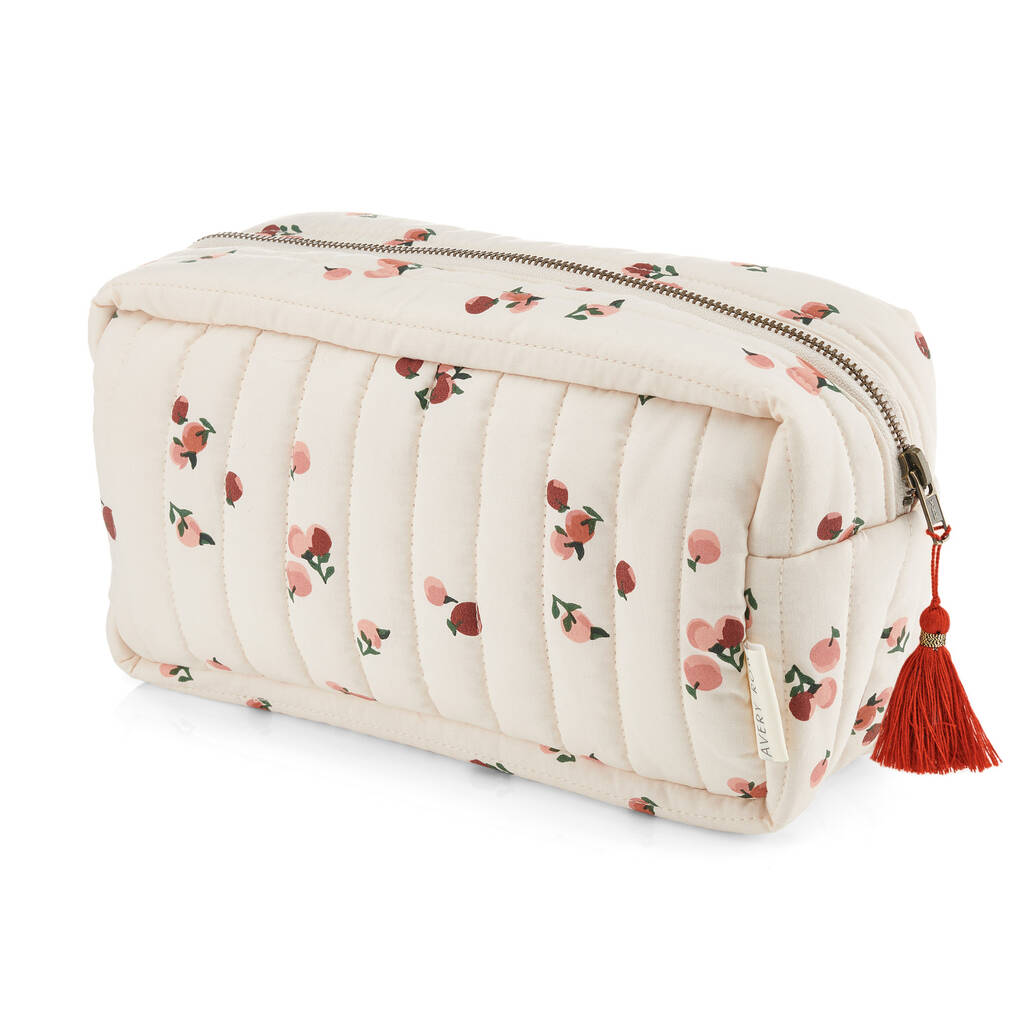Quilted Wash Bag Peaches By Avery Row | notonthehighstreet.com