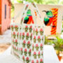 Large Quilted Market Tote Bag With Pink Floral Block Print Design, thumbnail 2 of 10