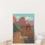 Zion National Park USA Travel Poster Art Print, thumbnail 2 of 8