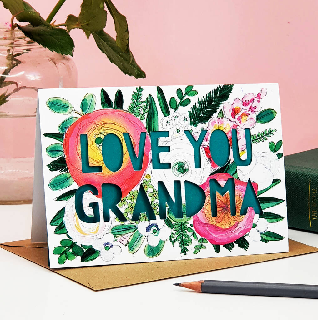 Love You Grandma Or Nanny Paper Cut Card, 1 of 3