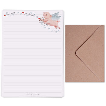 A5 Letter Writing Paper With Cupid Pig Design, 5 of 5