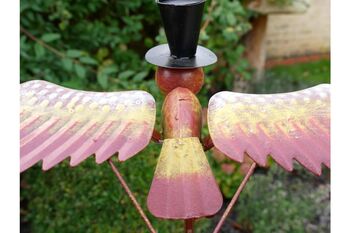 Toucan Top Hat Garden Wind Spinner One.37m Rusty Metal, 4 of 4