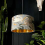 Grey Bird Song Velvet Lampshade With Gold Lining, thumbnail 1 of 9
