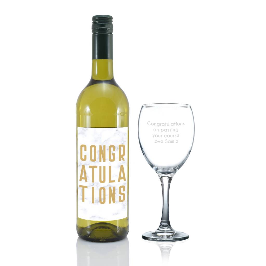 Congratulation Personalised White Wine Gift Sets In Box By British and