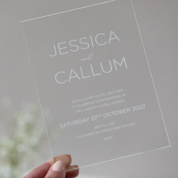 Clear Elegant Acrylic Wedding Invitations, 4 of 9