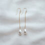 Vegan Pearl Drop Earrings, thumbnail 3 of 5