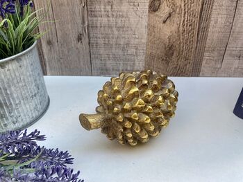 Set Of Three Champagne Gold Pinecone Decorations Ornaments, 7 of 9