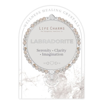Labradorite And Silver Beads Healing Crystals Bracelet Gift, 2 of 5