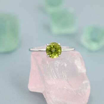 Genuine 1 Ct Peridot Ring In Sterling Silver, 5 of 11
